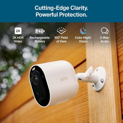 Arlo Pro Security Camera (6th Gen - 2025 Release) - 2K HDR, Battery Power, Event Captions, Emergency Response, 1-Month Trial of Secure Plan, 160° Field of View, Dual-Band WiFi, Spotlight, 1 Cam, White