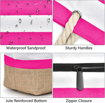 Becokan Beach Bag Initial Beach Tote with Makeup Bag for Travel Work Storage Personalized Birthday Gifts for Women Her