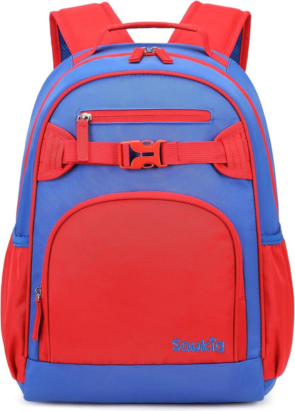 Lightweight Kids Backpack for School Kindergarten Elementary Backpacks for Boys Ages 6-8-10 (Red Navy Blue)