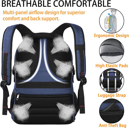 LTINVECK Extra Large 50L Travel Laptop Backpack, Computer bag Backbag with USB Charging Port, TSA Friendly Durable Big RFID Heavy Duty Business Tech Backpack Fits 17 Inch Laptops for Men Women, Blue