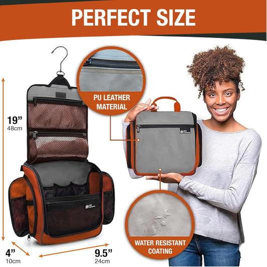 DD D&D Wanderlust D&D Hanging Travel Toiletry Bag for Men and Women – Cosmetics, Makeup and Toiletries Organizer Kit with 10 Compartments, YKK Zippers, XXL Metal Swivel Hook, Water-Resistant Nylon