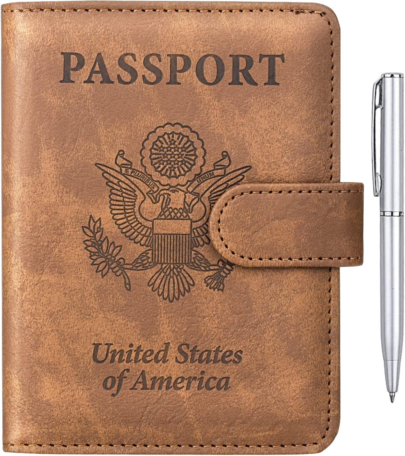 TIGARI Passport Holder for Travel Women Men, PU Leather Waterproof RFID Passport Holder Wallet Cover Case Sleeve, Family Vacation Plane Cruise Travel Document Organizer Essentials-Brown