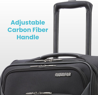 American Tourister 4 KIX 2.0 Softside Expandable Luggage with Spinners, Black, 3PC (CO/MED/LG)