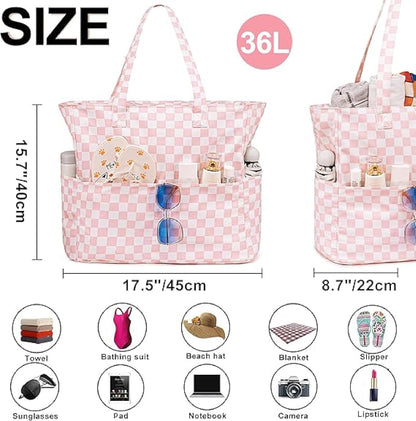 Waterproof Beach Tote Pool Bags for Women Ladies Extra Large Gym Tote Carry On Bag With Wet Compartment for Weekender Travel