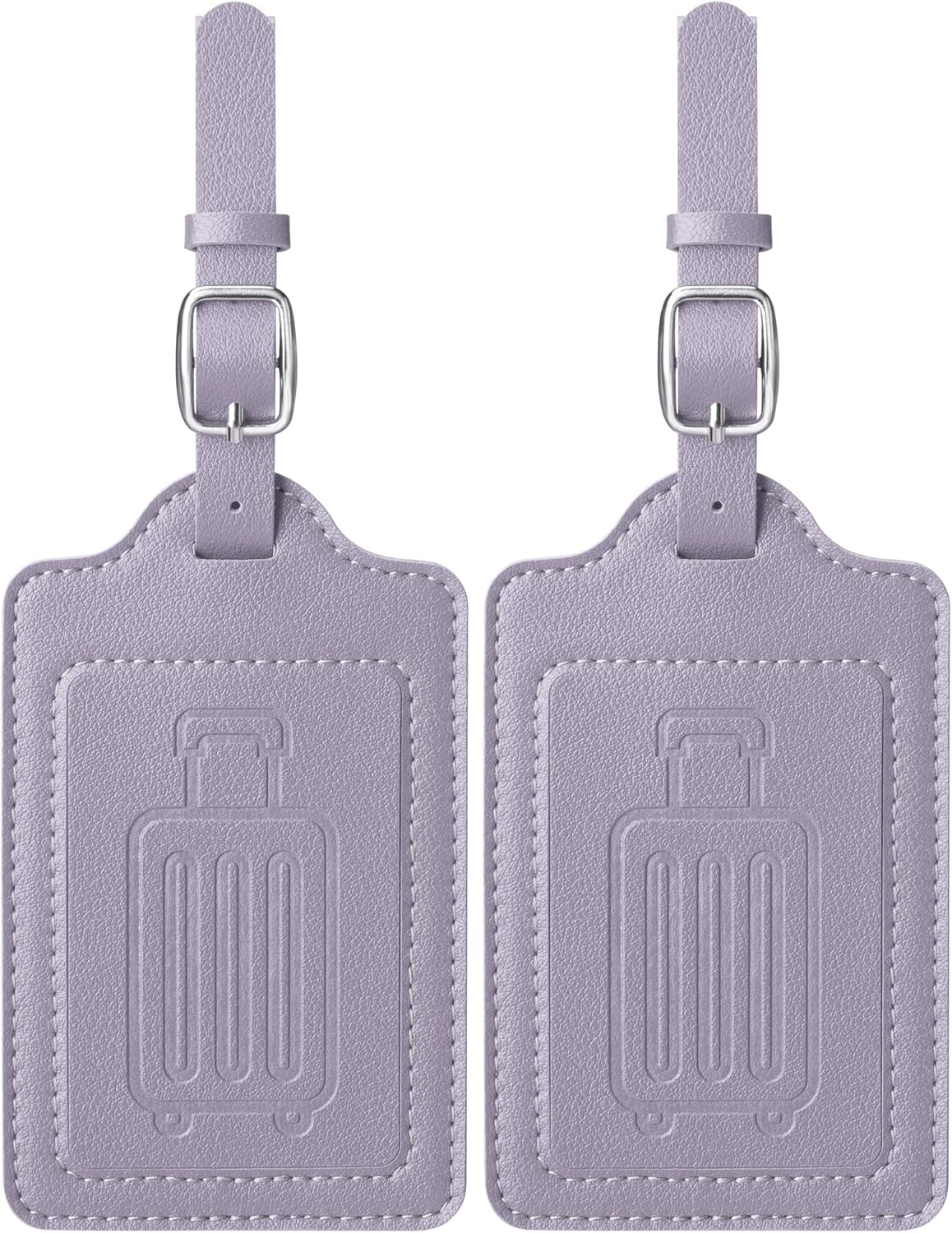 Teskyer Luggage Tags for Suitcases, TSA Approved with Privacy Protection Cover, Premium Faux Leather Bag Tags for Travel - 2 Pack, Purple