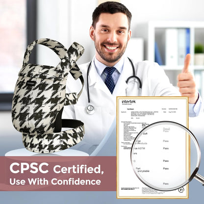 Momcozy Baby Carrier - Ergonomic, Cozy and Lightweight Carrier for 3-24 Months, Effortless to Put On, Ideal for Hands-Free Parenting, Enhanced Lumbar Support, Houndstooth