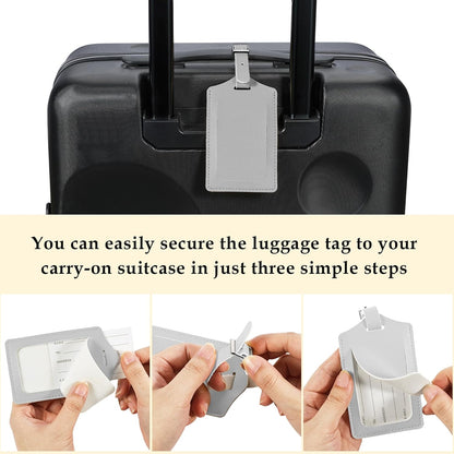 Travelambo Luggage Tags for Suitcases PU Leather Travel Tags Bag Tags Privacy Protection Travel Essentials