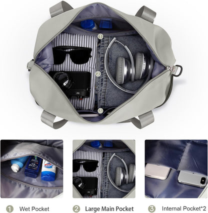 Travel Duffel Bag, Sports Tote Gym Bag, Shoulder Weekender Overnight Bag for Women