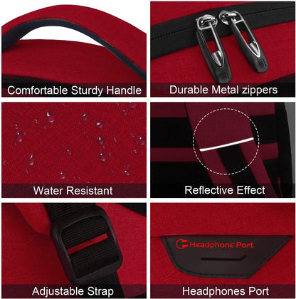 Laptop Backpack,Business Travel Anti Theft Slim Durable Laptops Backpack with USB Charging Port,Water Resistant College Computer Bag for Women & Men Fits 15.6 Inch Laptop and Notebook-Red