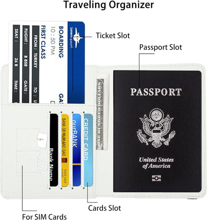 Ink Waves Passport Holder for Women and Men PU Leather Passport Cover for Travel