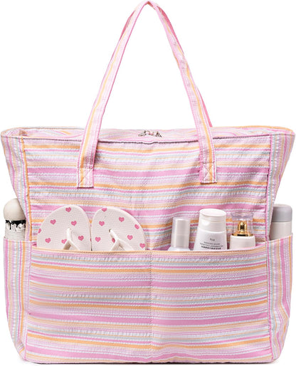 Waterproof Beach Tote Pool Bags for Women Ladies Extra Large Gym Tote Carry On Bag With Wet Compartment for Weekender Travel