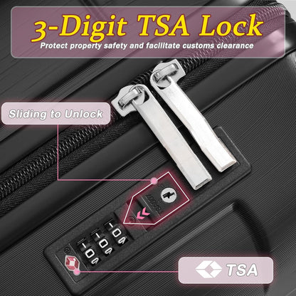 Merax Carry on Luggage Set, 20 Inch Hardshell ABS Suitcase with Spinner Wheels, Built-in TSA Lock & 2 Packing Cubes Airline Approved for Business Weekend Travel