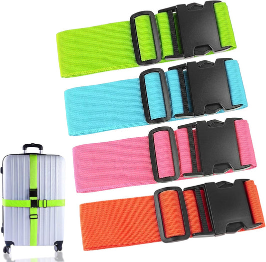 4Pcs Luggage Straps Suitcase 80In Long Adjustable Travel Accessories TSA Approved, Belts to Keep Your Suitcase Secure While Traveling, Premium Accessory for Travel Bag Closure, Multicolor