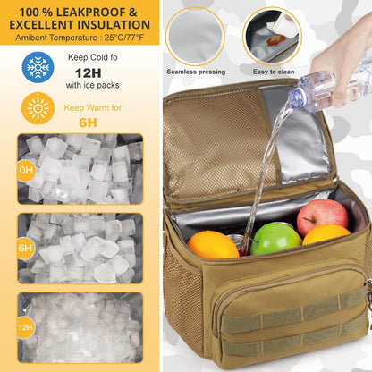 Tactical Double Deck Cooler Backpack for Men,Large Lunch Backpack with 2 Compartment,Soft Cooler Bag