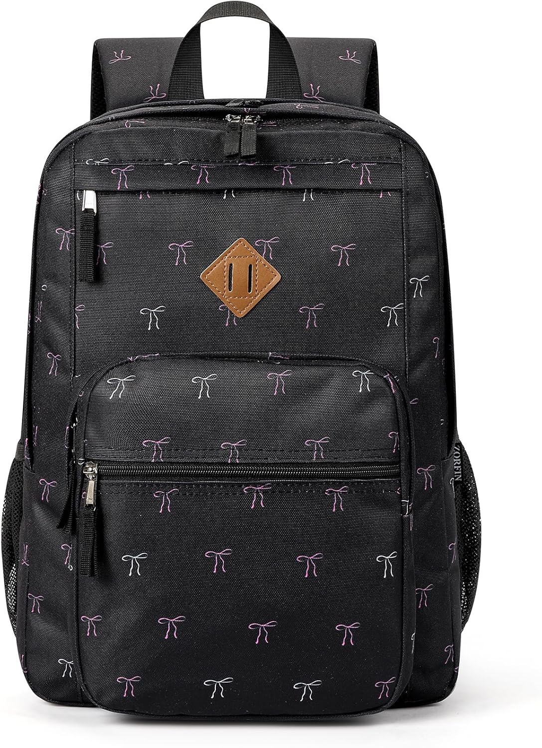 ZORFIN 26L Backpack for College, and Travel: Water Resistant Bookbag - Bow Black