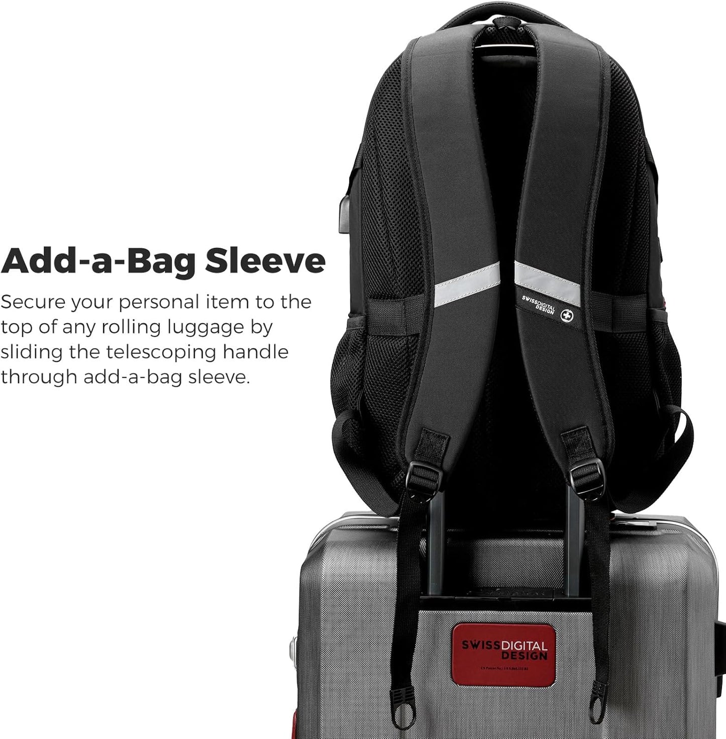 Swissdigital Design Laptop Backpack with USB Charging Port, TSA Travel Backpack Fits 15.6 inches Computer, 31L College School Backpack for Women, Burgundy/Black | SD803