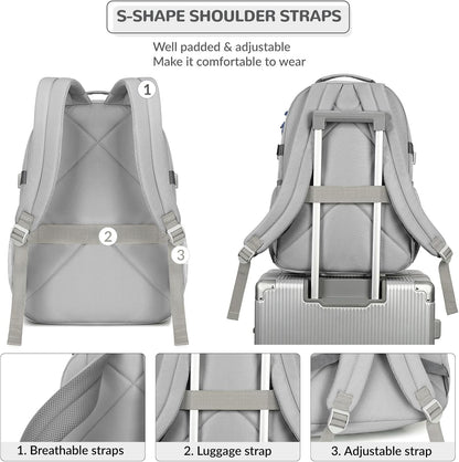 Lohol Water Resistant Daypack with Mulitiple Pockets for School Travel Outdoor College, 15.6 inch Laptop Backpack for Men and Women (Grey)