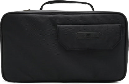 Large Storage Case with TSA Combination Lock Bag, Portable Carbon Lined, XL Medicine Lockable Box for Travel & Home Secured Box Organizer Divider Jars Accessories, Removable Tray (Black)