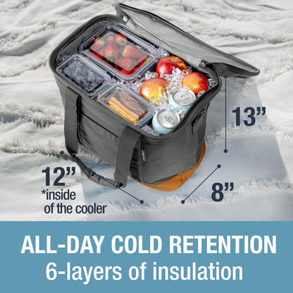 CleverMade Collapsible Insulated Cooler Bag – Leakproof Soft Folding Cooler for Beach, Travel, Car