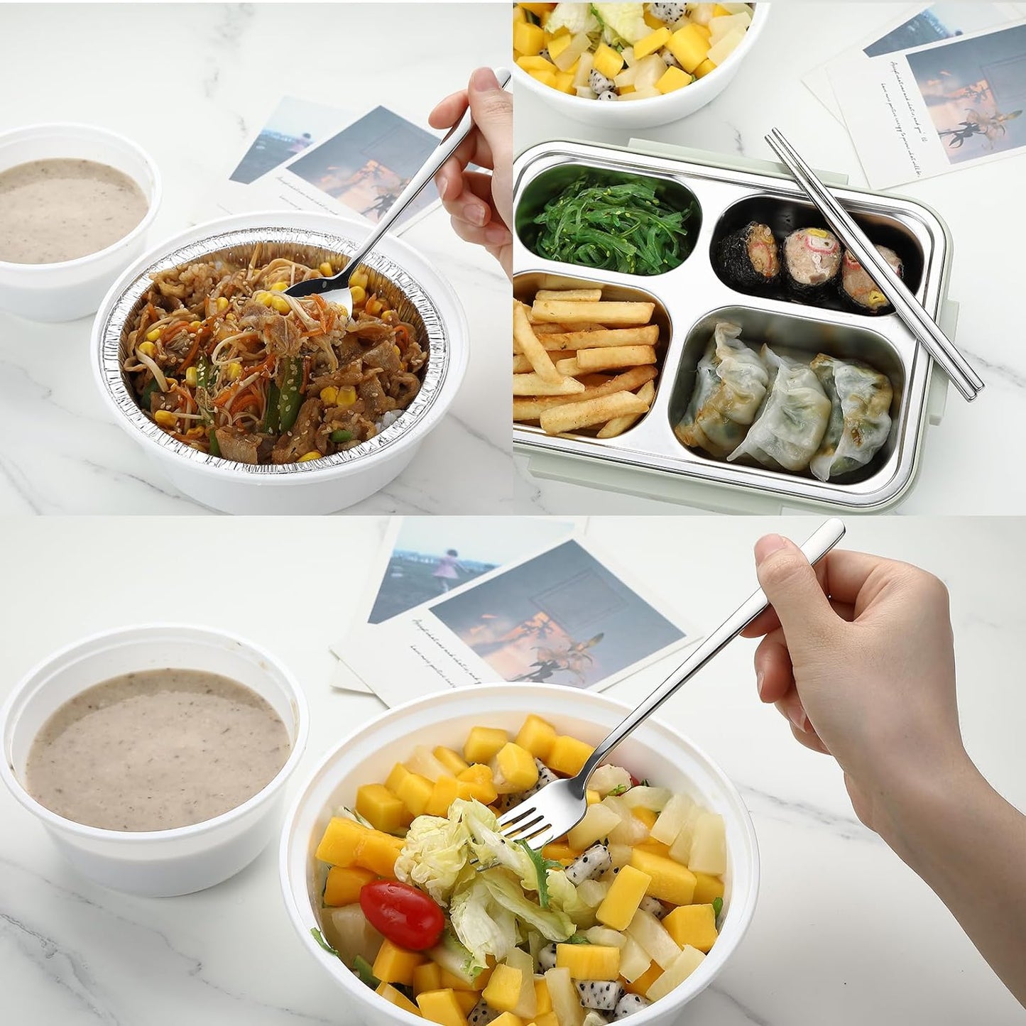 DEVICO Travel Utensils with Case, 18/8 Stainless Steel Reusable Silverware Set for Lunch Box, Portable Cutlery Set, Fork and Spoon Set for Camping, Lunch, Picnic, Workplace, School (Black)