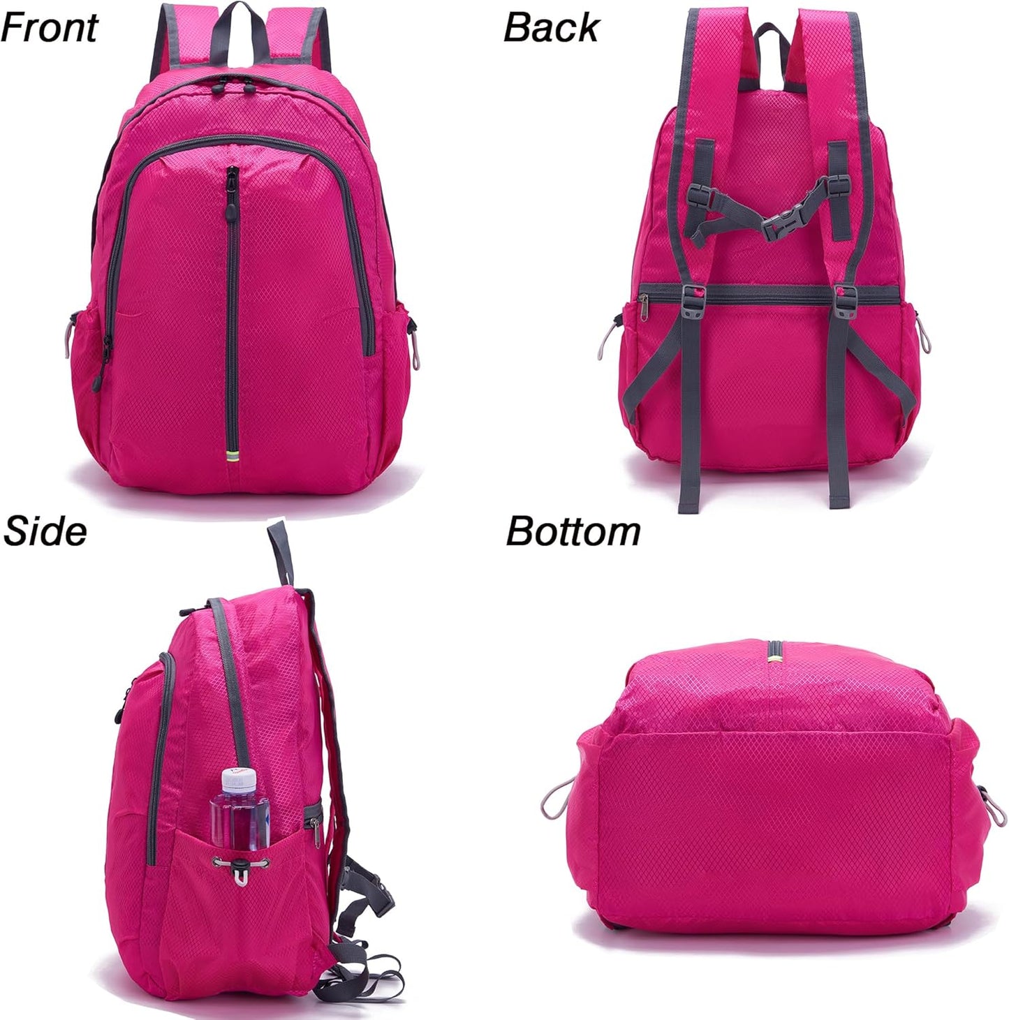 YZAOLL 25L Lightweight Packable Hiking Backpack Waterproof Hiking Daypack for Women Men Gym Backpack Travel Camping Vacation,Rose