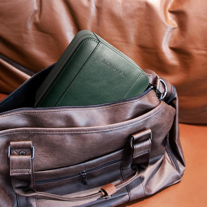 KAMIER Watch Case with Combination Lock - 4 Watch Storage and Jewelry Organizer - Watch Travel Case for Ring and Watch Storage, PU Leather Travel Watch Case, Ideal for Gift (With Gift Box), Green