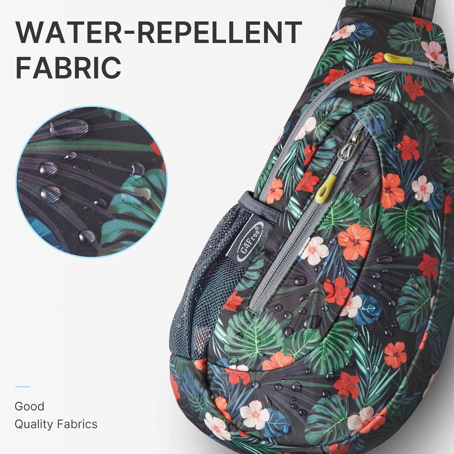 G4Free Sling Bag for Men Women, Small Crossbody Backpack Lightweight Chest Shoulder Bags for Travel, Outdoor and Sports (Flower Black)