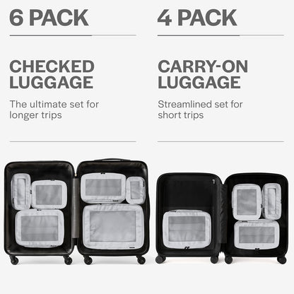 Compression Packing Cubes for Travel - Luggage Organizer Bags - Double Zipper Packing Cubes for Suitcases (4-Pack, Light Grey)