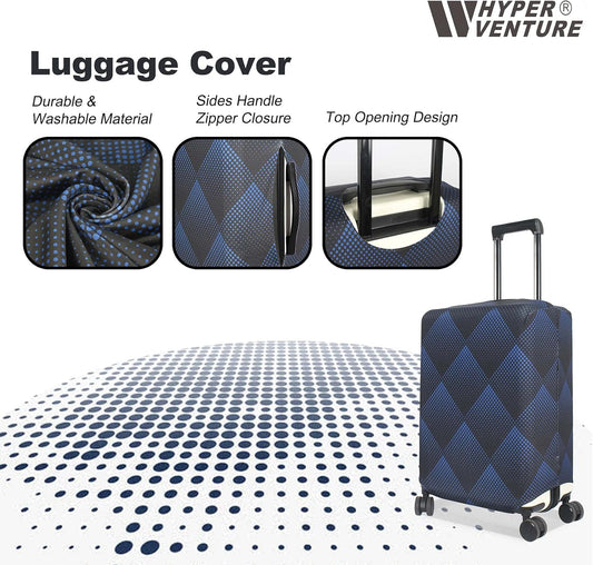 HYPER VENTURE Washable Luggage Cover - Fashion Suitcase Protector Fits 18-22 Inch Luggage (Blue Cube, S)