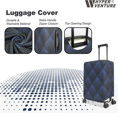 HYPER VENTURE Washable Luggage Cover - Fashion Suitcase Protector Fits 31-32 Inch Luggage (Blue Cube, XL)