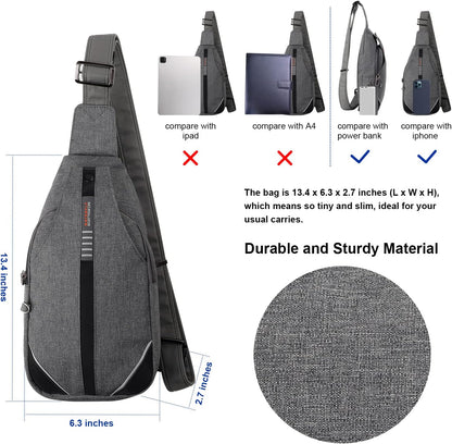 WATERFLY Small Crossbody Sling Backpack Anti Theft Backpack for Traveling Chest Shoulder Bag