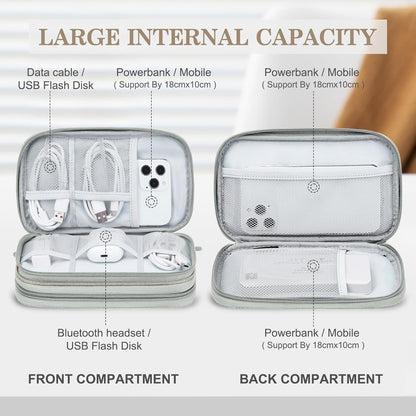 FYY Electronic Organizer, Travel Cable Organizer Bag Pouch Electronic Accessories Carry Case Portable Waterproof Double Layers Storage Bag for Cable, Charger, Phone, Earphone, Medium Size- Khaki