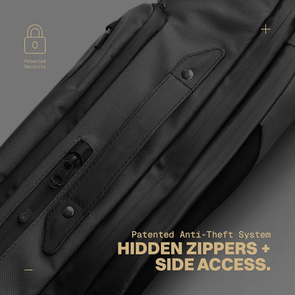 The Frenchie Co. - Work/Travel Speed Backpack - Expandable 23 to 30 liters - Anti-theft magnetic closure - Ballistic nylon with padded laptop compartment and minimalist professional design