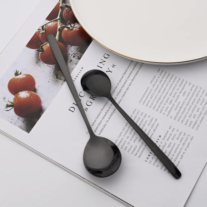 20 Pieces Silverware Set 304 Stainless Steel, Healthy & Eco-Friendly Silver Travel Mirror Polished Black Knife Fork Spoon Salad Fork Dessert Spoon Flatware Set, Service for 4