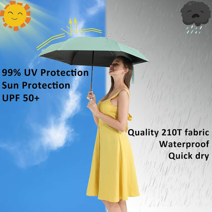 BAODINI Small UV Protection Travel Umbrella Compact for Rain and Sun UPF 50+ 41 inch Portable Umbrella for Women and Men