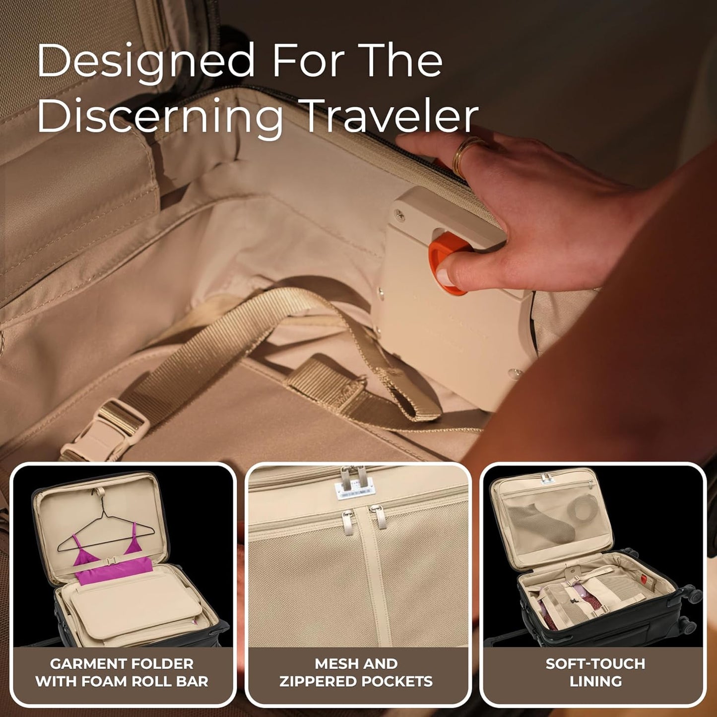 Briggs & Riley 21" Global Carry On Expandable Spinner - Luggage for International Travel, Suitcases with Wheels, Softside Rolling Bag for Men & Women, Self-Repairing Zipper - Baseline Collection, Plum