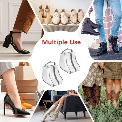 Boot Storage Bags [2PCS] - Plastic Short Boot Carry Bags Clear Shoe Bags with Handle for Travel & Daily Use - [Gray] Waterproof & DustProof Boot Bags for Cowboy Boots