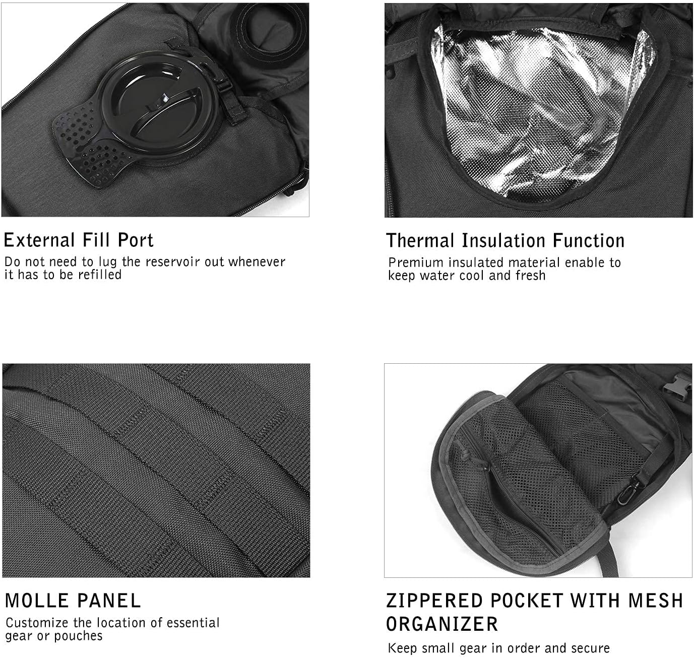 Unigear Tactical Hydration Packs Backpack 1050D with 3L Water Bladder, Thermal Insulation Pack Keeps Liquid Cool up to 4 Hours for Hiking, Cycling, Hunting and Climbing