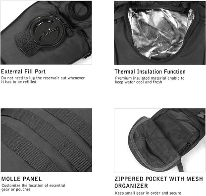 Unigear Tactical Hydration Packs Backpack 1050D with 3L Water Bladder, Thermal Insulation Pack Keeps Liquid Cool up to 4 Hours for Hiking, Cycling, Hunting and Climbing