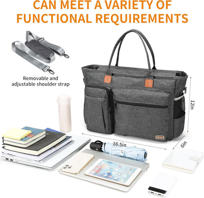 Laptop Tote Bag, Middle Size Computer Messenger Teacher Bag with 15.6'' Padded Laptop Sleeve