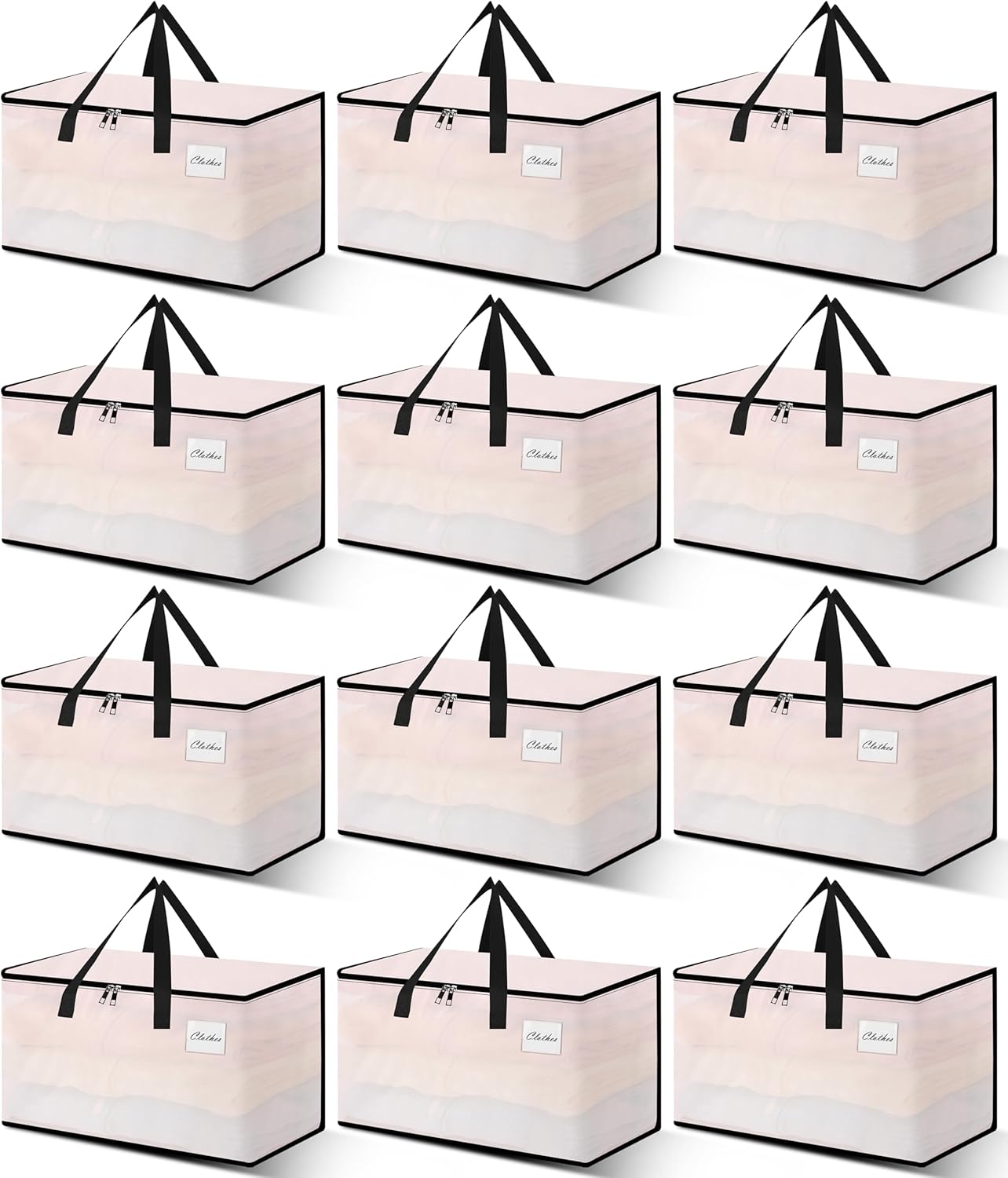 Heavy Duty Moving Bags - Extra Large Packing Bags and Storage Totes, Collapsible and Foldable Option for Moving and Storage, Clear, 125 L - 12 Pack