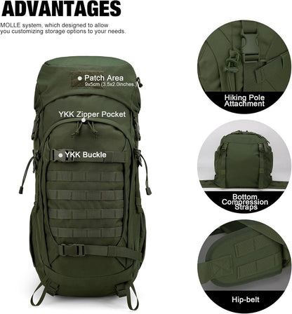 Mardingtop 50L Hiking Backpack,Backpacking Backpack with Rain Cover for Hiking,Backpacking,Rucking,Camping,Survival