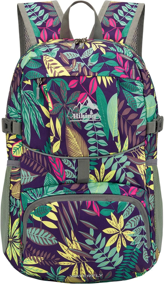 WATERFLY Hiking Foldable Daypack Backpack: 25L Ultra Lightweight Packable Waterproof Outdoor Travel Day Pack for Woman Man