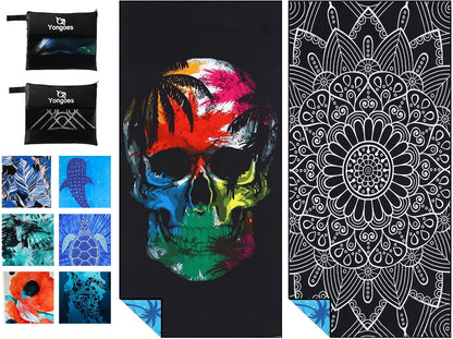 2 Pack Microfiber Lightweight Thin Beach Towel Sand Free Quick Dry Super Absorbent Large Towels for Swimming Pool Yoga Gym Travel Vacation Beach Accessories Essentials for Adults