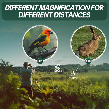 10-30x25 Compact Binoculars for Adults & Kids: Wozel Large Eyepiece Waterproof Binoculars with Easy Focus, Lightweight Binocular for Bird Watching, Outdoor Sports, Hunting, Travel