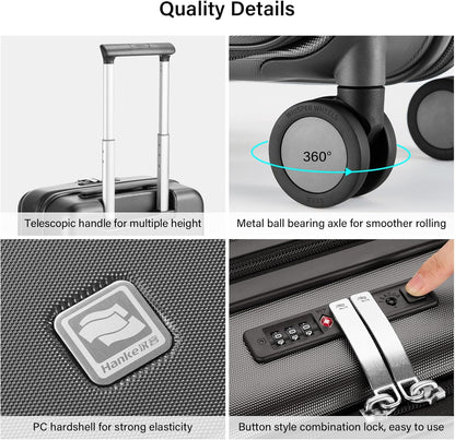 Hanke Hardside Expandable Carry On Luggage, 20 Inch Top Opening Trunk Luggages with Spinner Wheels, All-PC Hard Shell Carry-On Suitcase, Lightweight & TSA Airline Approved (Graphite Grey, 46L)
