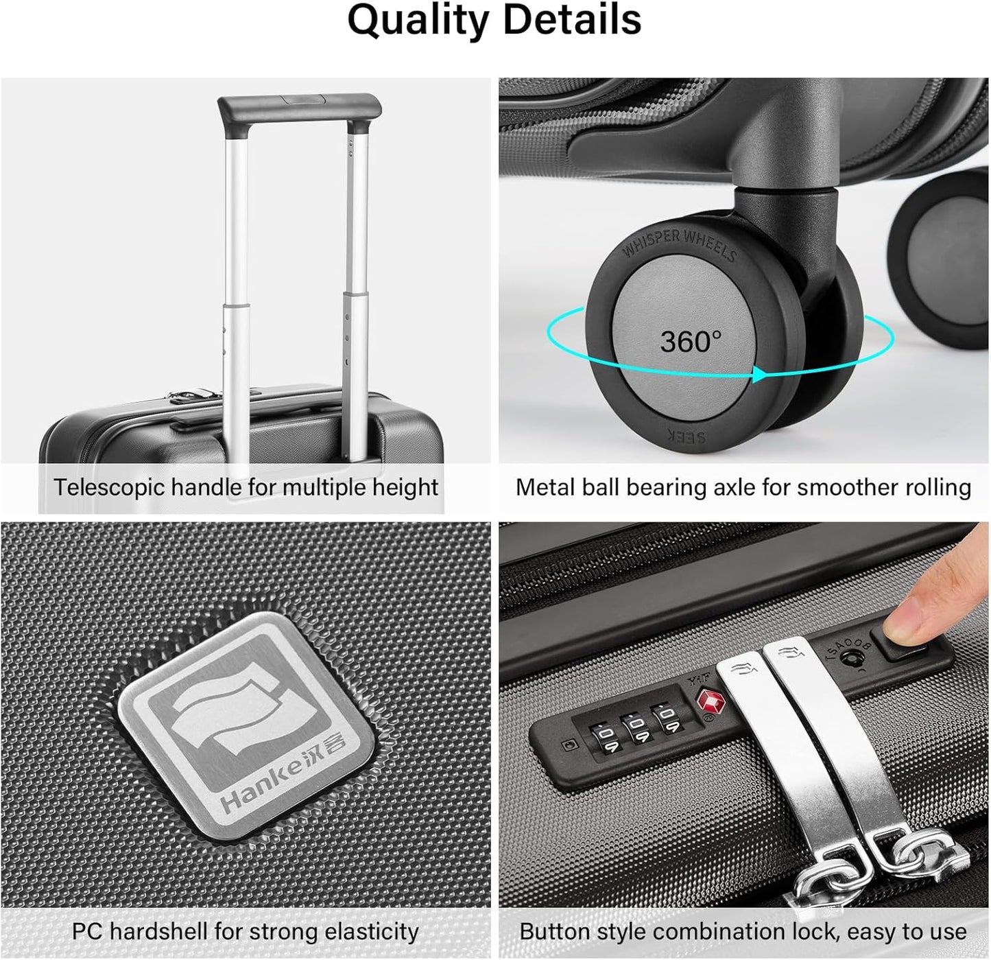 Hanke Hardside Expandable Checked Luggage, 24 Inch Top Opening Trunk Luggages with Spinner Wheels, All-PC Hard Shell Suitcase, Lightweight TSA Checked-Medium(Graphite Grey, 83L)