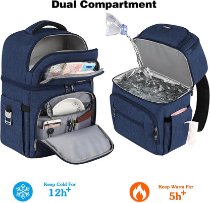 Cooler Backpack,Insulated Backpack Cooler Leakproof Double Deck Cooler Bag for Men Women RFID Lunch Backpack