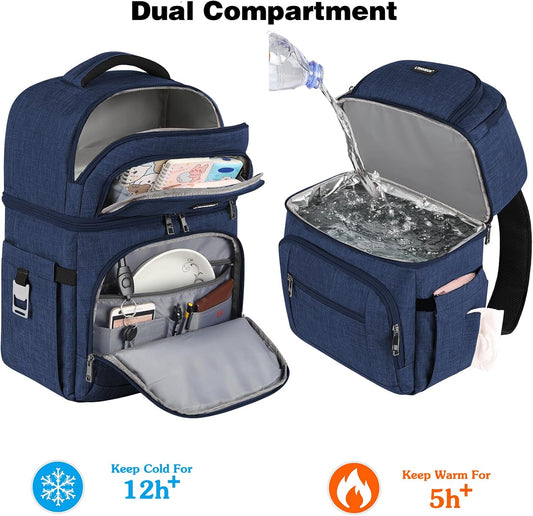 Cooler Backpack,Insulated Backpack Cooler Leakproof Double Deck Cooler Bag for Men Women RFID Lunch Backpack