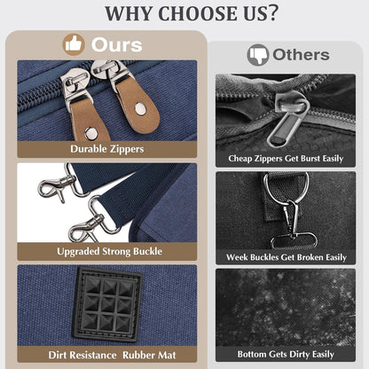 Gonex Canvas Duffle Bag for Travel 60L Expandable Duffel Weekend Overnight Bag men (Blue)